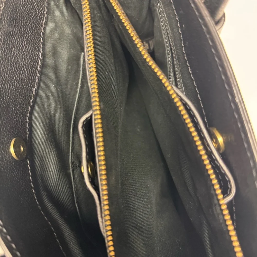 Fossil Black Leather Satchel with Gold Hardware - Picture 12 of 12